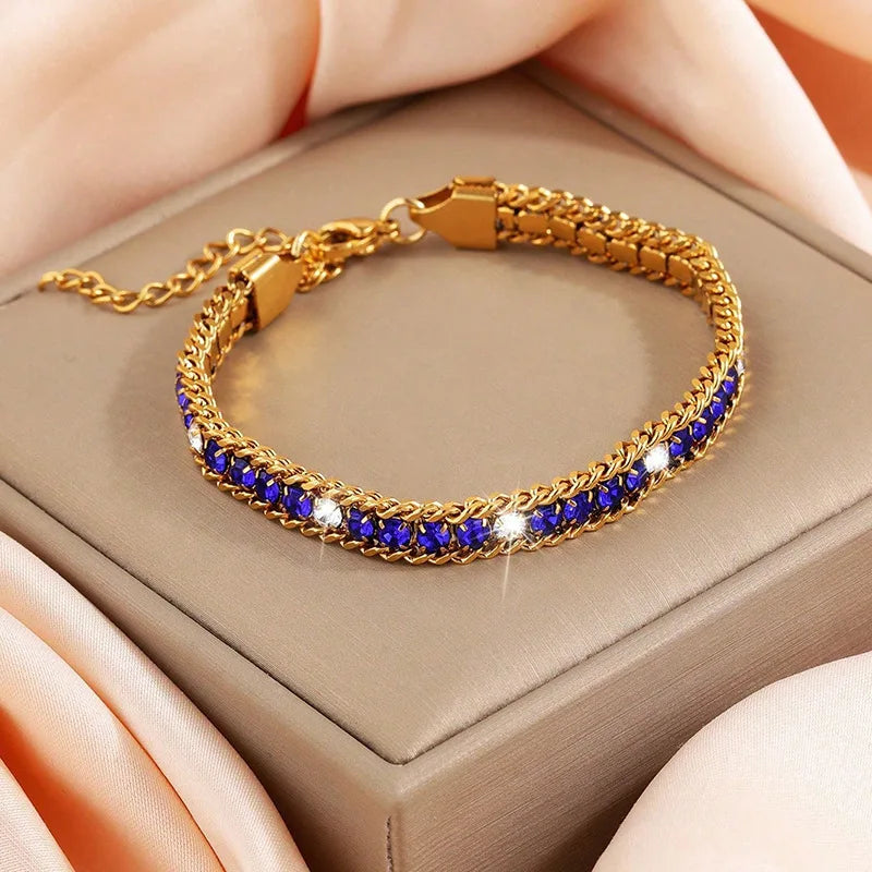 Cubic Zirconia Stainless Steel Bracelet