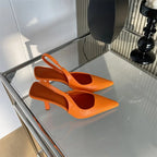 Slip-On Slingback Pumps – Pointed Toe & Thin Heels - Piña Colada