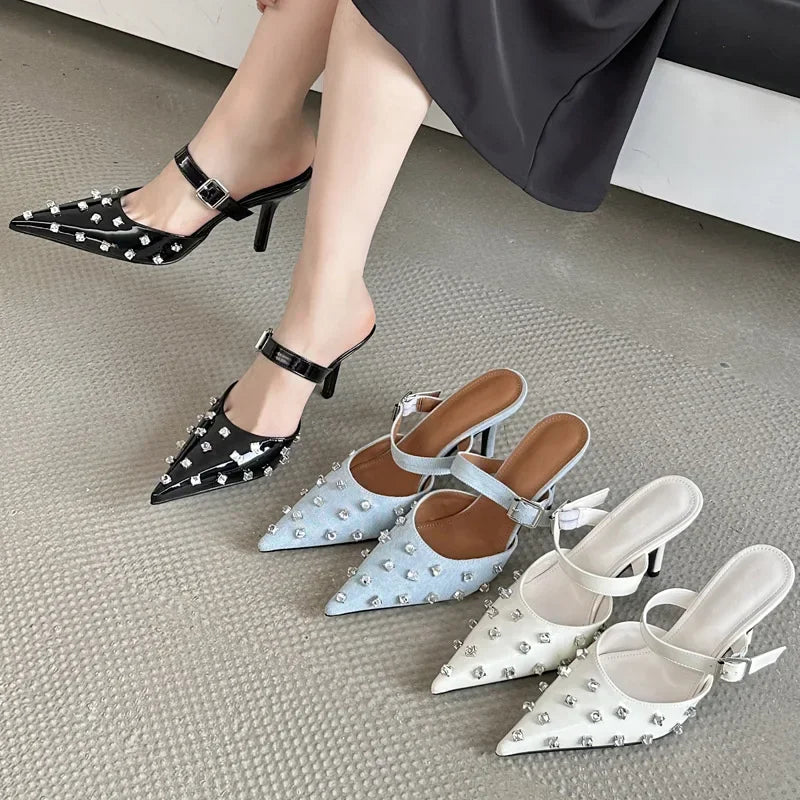 Crystal Diamond Buckle Pointed Toe - Piña Colada