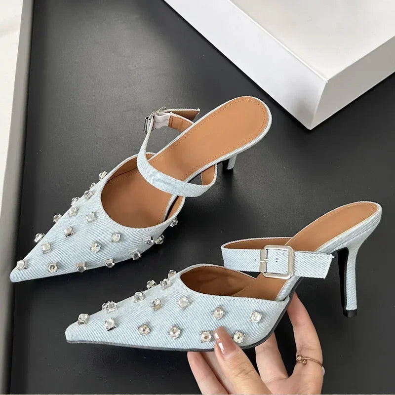 Crystal Diamond Buckle Pointed Toe - Piña Colada