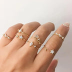Boho Zircon Rings Set - Piña Colada