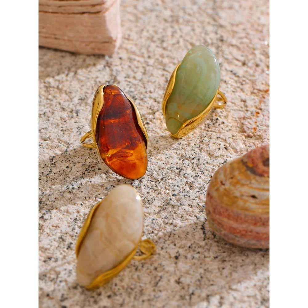 Geometric Adjustable Ring - Piña Colada