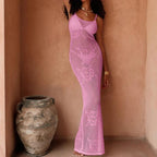 New Style Solid Color Knitting Texture Slip Dress - Piña Colada