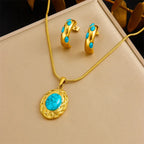 316L Stainless Steel Golden Turquoise Pendant - Piña Colada