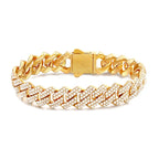Iced Out Heart & Cuban Link Bracelet - Piña Colada