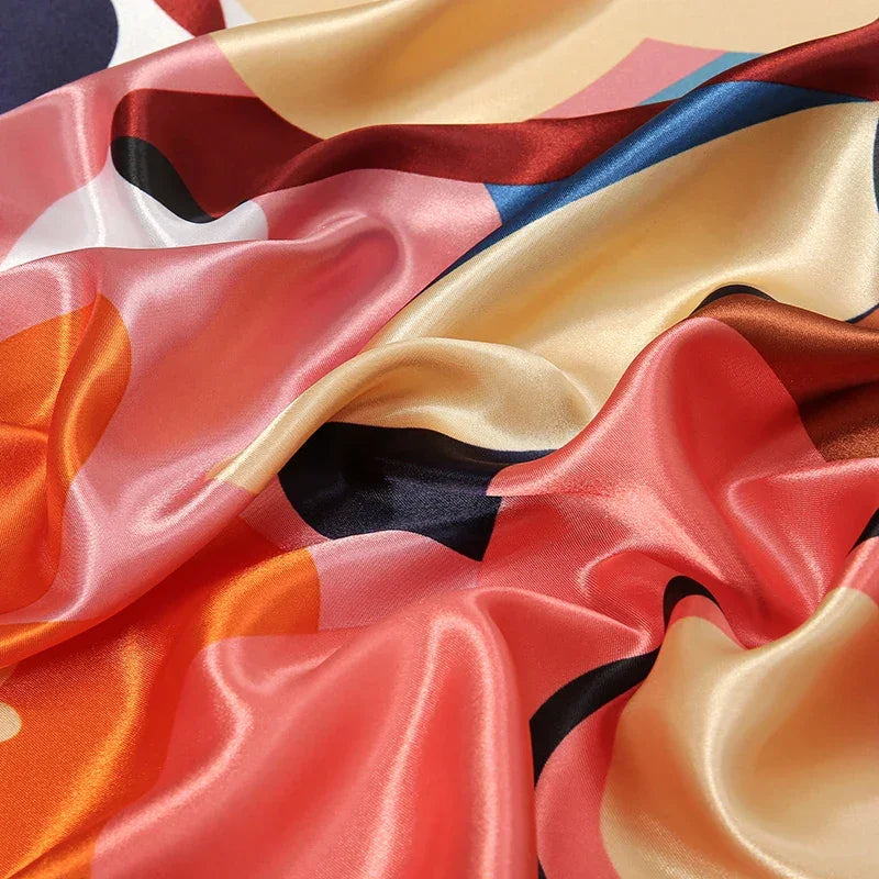 Silk Satin Square Scarf Flower - Piña Colada