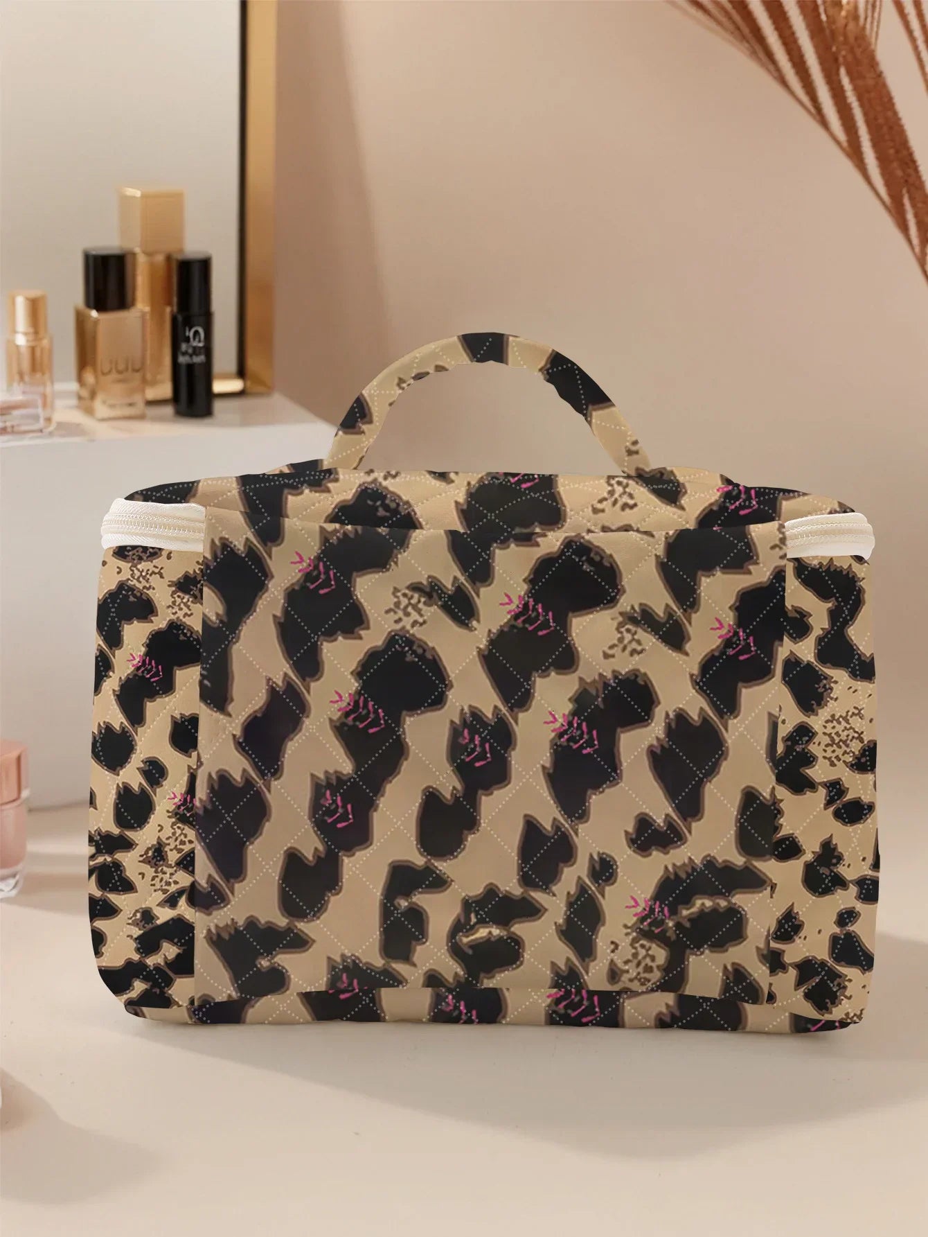 Travel Cosmetic Bag – Waterproof Polyester Makeup Organizer for Women - Piña Colada