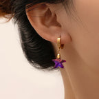 Colorful Crystal Star & Palm Drop Earrings - Piña Colada