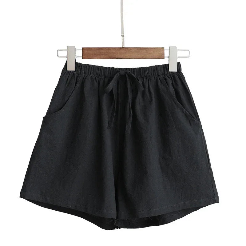 Summer Women Cotton Linen Shorts - Piña Colada