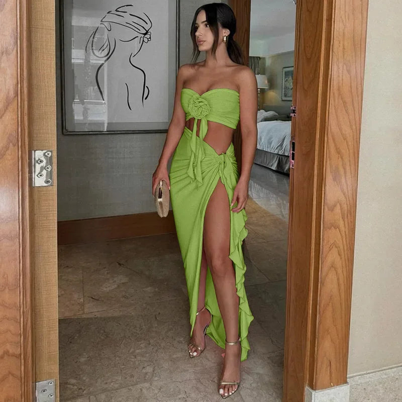 Backless Strapless Bodycon Maxi Dress - Piña Colada