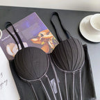 Fashion Solid Corset Strap Sheer Mesh - Piña Colada