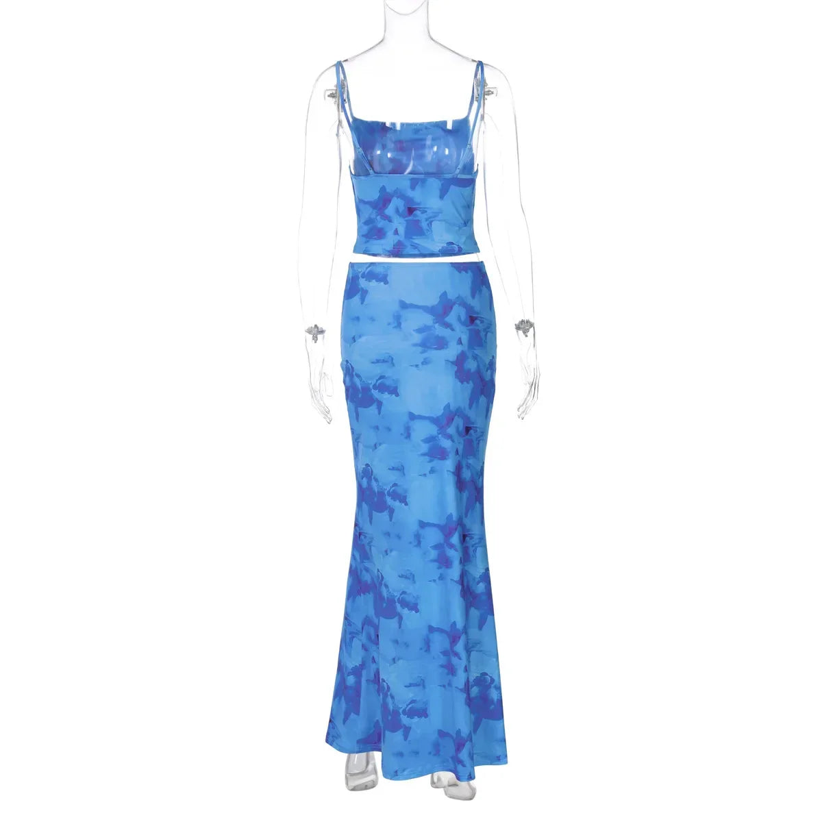 Tie Dye 2-Piece Mermaid Skirt Set – Slash Neck Summer Look - Piña Colada