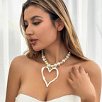 Heart Pendant Pearl Choker Necklace - Piña Colada