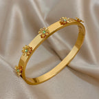 Stainless Steel Flower Cuff Bracelet - Piña Colada