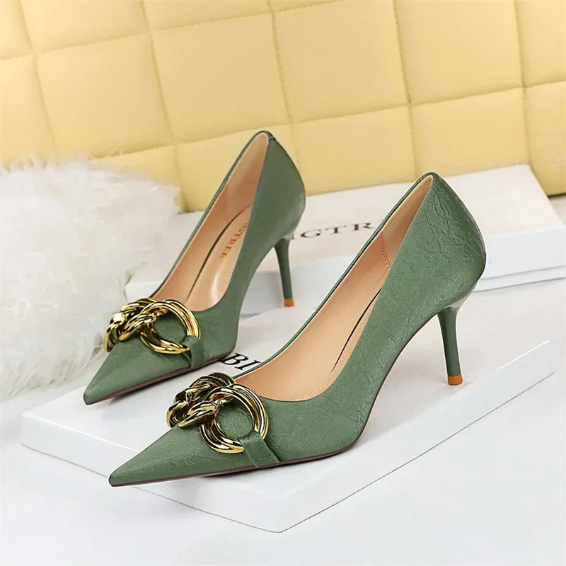 Thin High Heels Shallow Pointed - Piña Colada