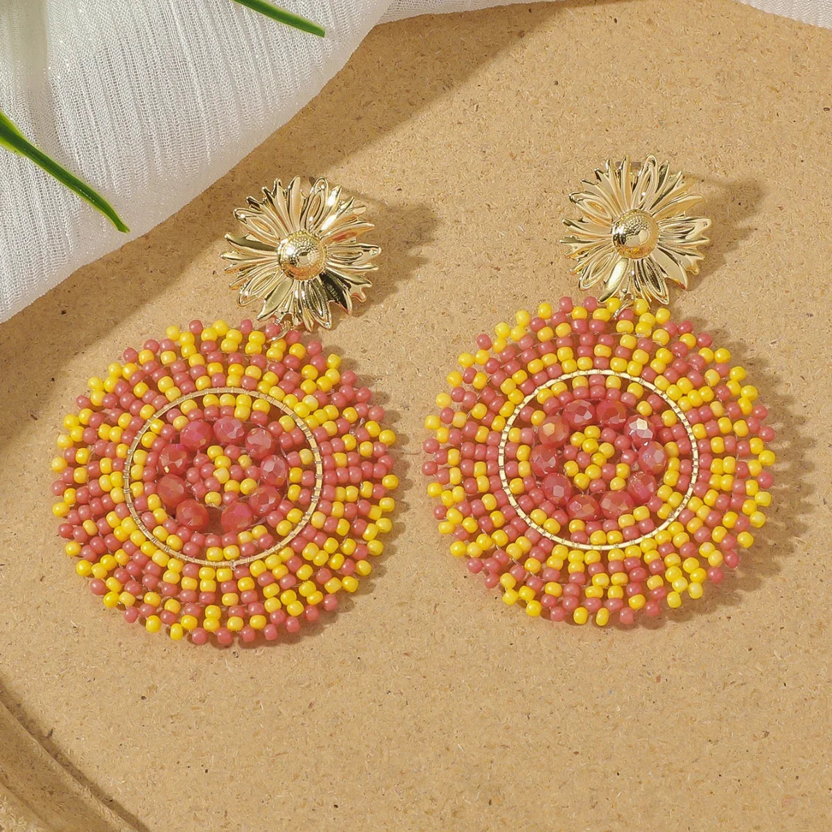 Boho Ethnic Irregular Flower Seed Beads - Piña Colada
