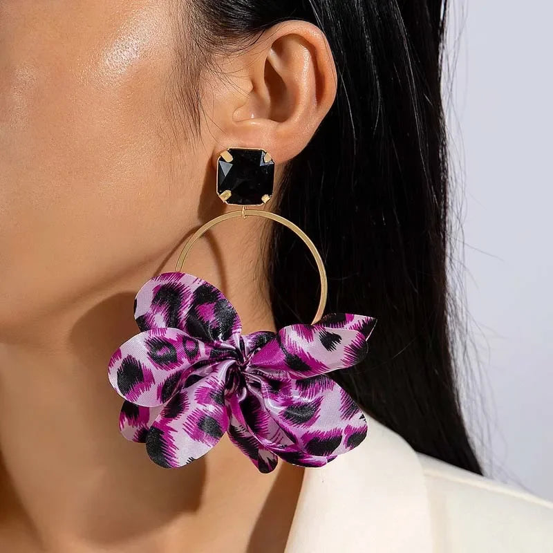 Retro Leopard Earrings - Piña Colada