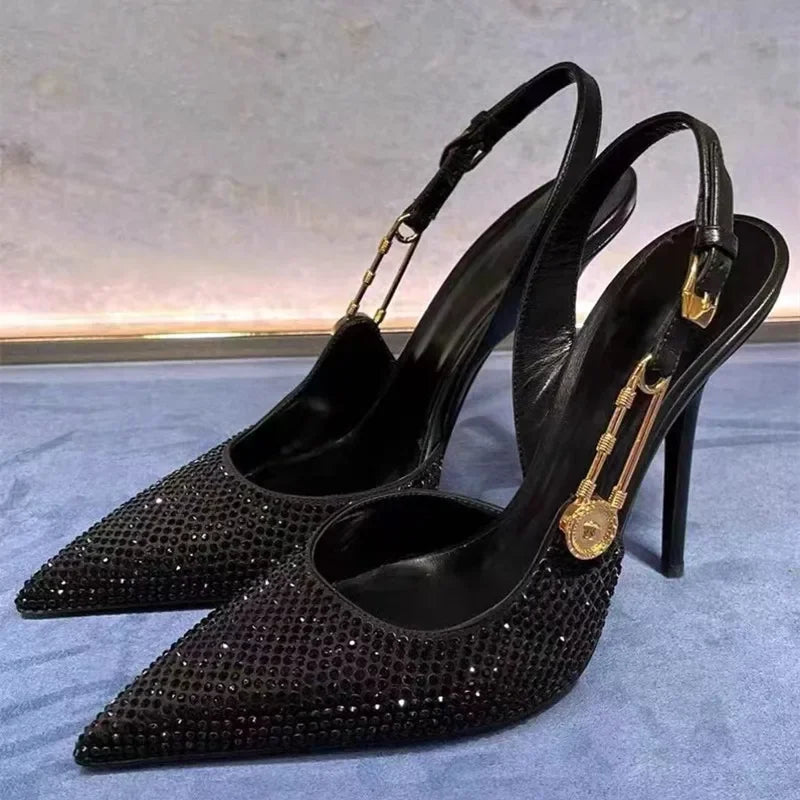 Satin Slingback Heels – Elegant 9.6cm Pointed Toe Pumps - Piña Colada