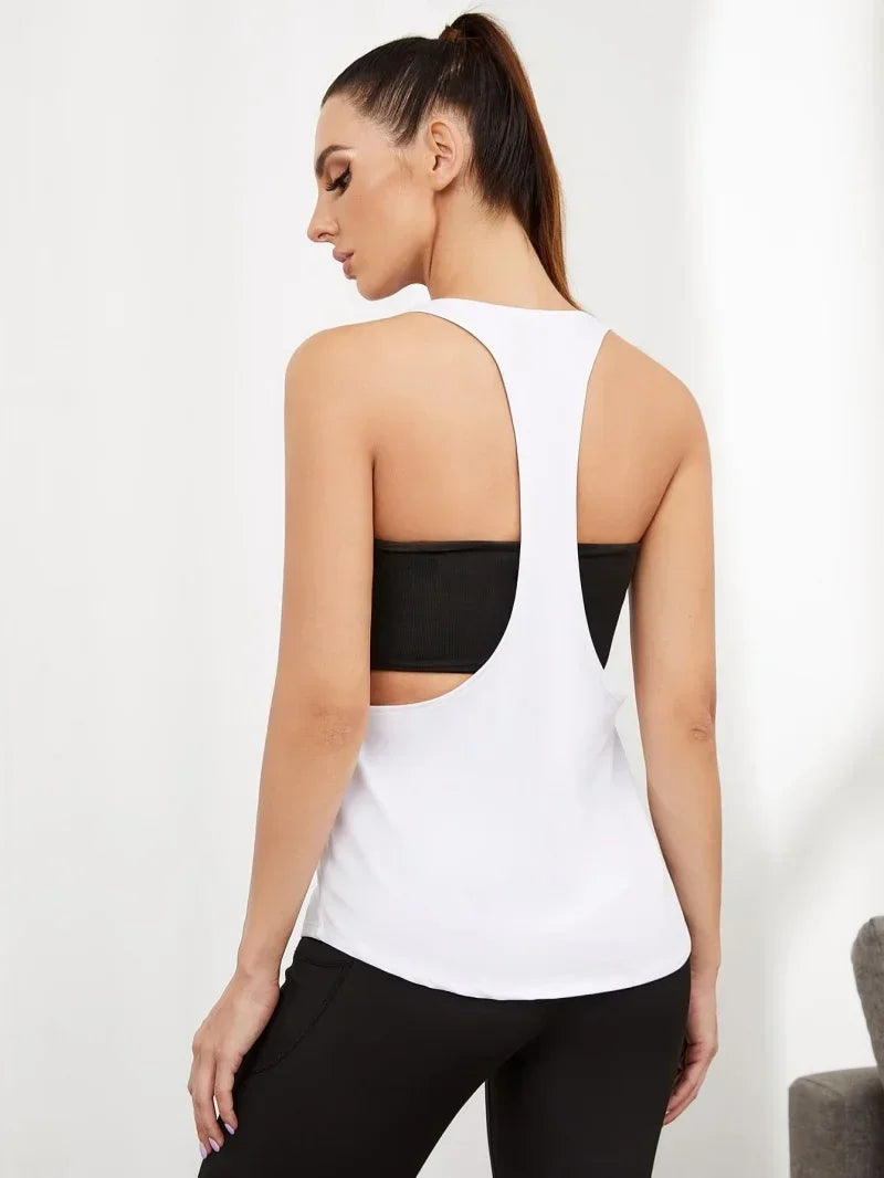 Hollow Solid Color Sports Blouse