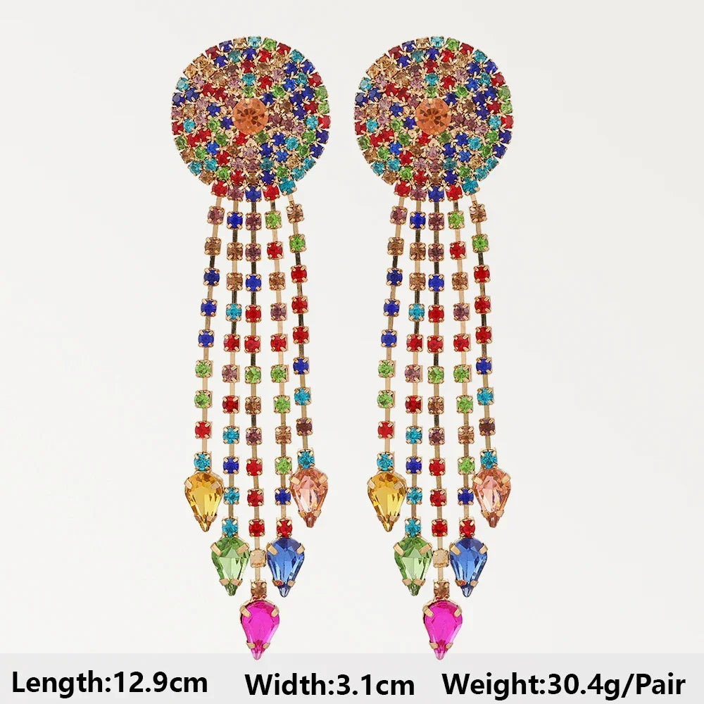 Boho Multicolor Beaded Crystal Dangle Earrings - Piña Colada