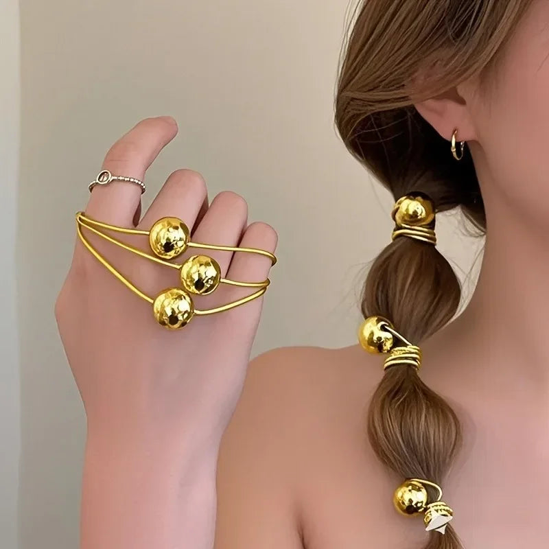 4pcs Golden Silvery Ball Elastic - Piña Colada