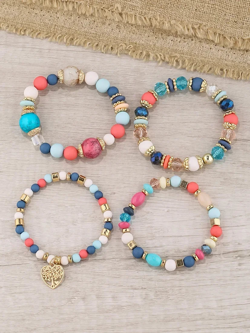 Boho Acrylic Beads Bracelet Set - Piña Colada