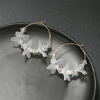 White Flower Tassel Earrings - Piña Colada