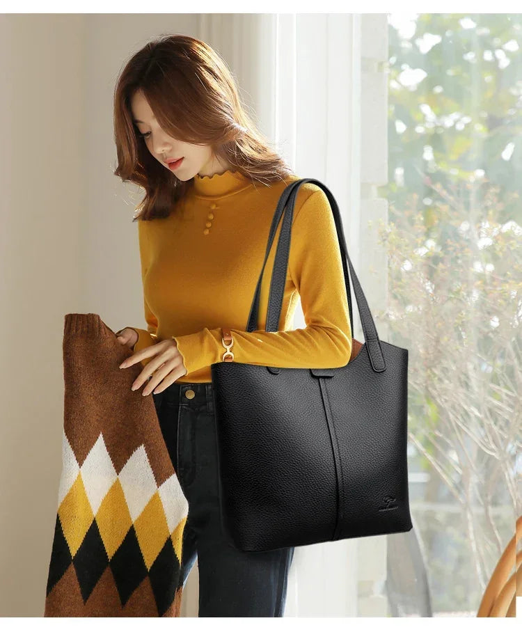 Soft Leather Shoulder Bag - Piña Colada