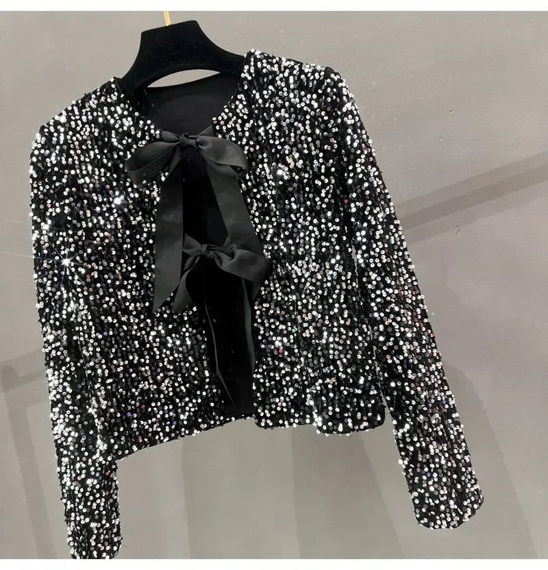 Sequins Jacket Bow Top - Piña Colada