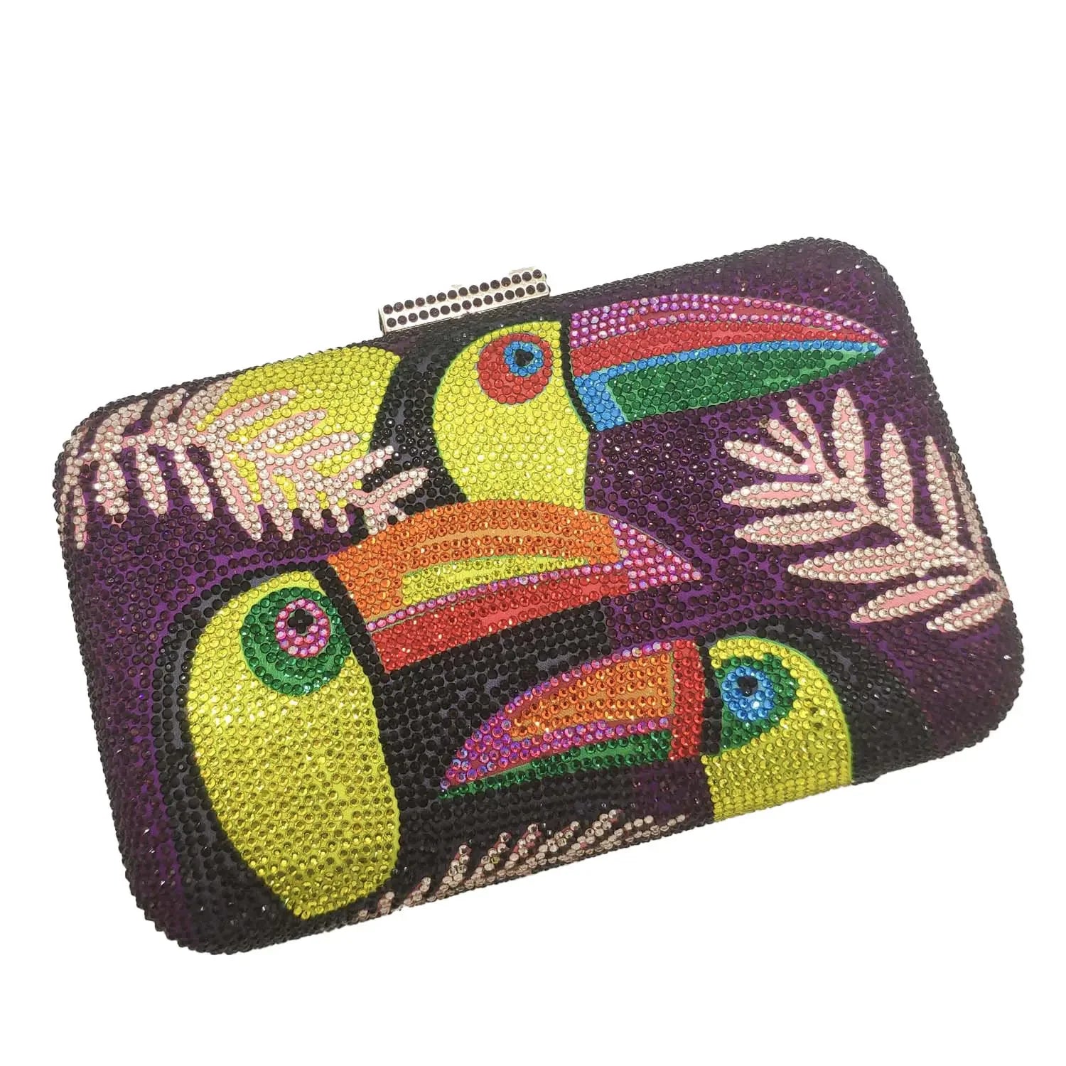 Novelty Toucan Bird Women Crystal Evening Bags Rhinestones - Piña Colada