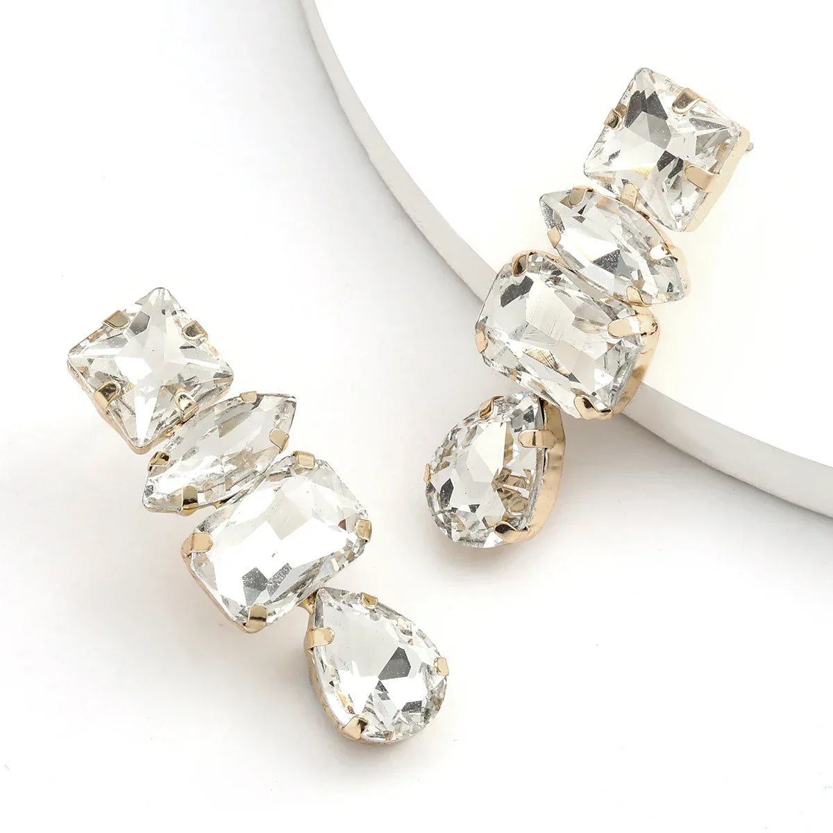 Rhinestone Water Drop Dangle Earrings - Piña Colada