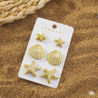 6Pcs Starfish Shell Stud Earrings - Piña Colada