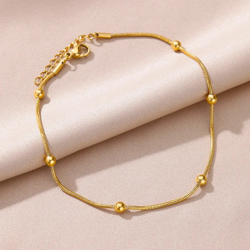 Stainless Steel Gold-Plated Anklet for Women - Piña Colada