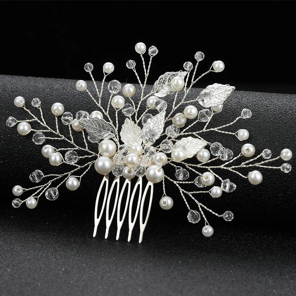 Crystal Pearl Hair Comb Clip - Piña Colada