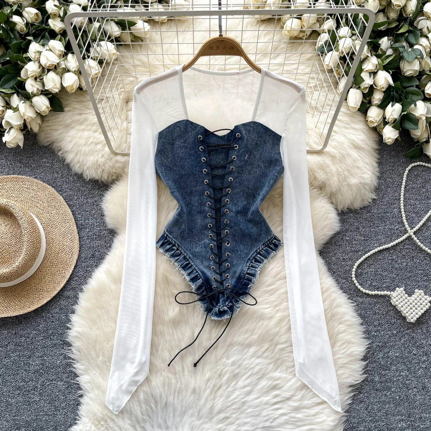 Seasonal Bodysuit Jean Mesh - Piña Colada
