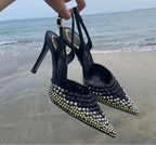 Luxury Rhinestones Gradient Slingbacks Pumps - Piña Colada