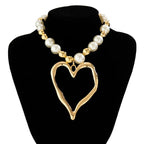 Heart Pendant Pearl Choker Necklace - Piña Colada