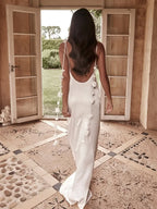 Sleeveless Hollow Floral Maxi Dress - Piña Colada