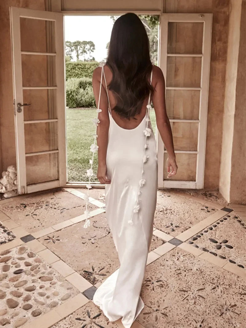 Sleeveless Hollow Floral Maxi Dress - Piña Colada