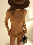 One Neck Cut Out Circle Beach Mini Dress - Piña Colada