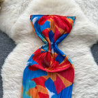 Strapless Print Maxi Dress – Slim Fit with Bow Detail - Piña Colada