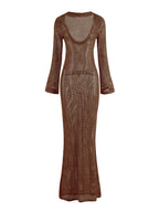 Sexy U-neck Knit Maxi Dress - Piña Colada