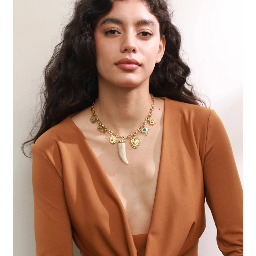Gold Heart Resin Pendant Necklace