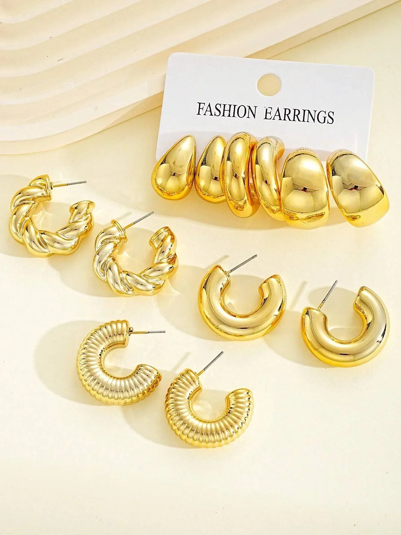 12pcs/Set Classic Twist C Shape Earrings - Piña Colada