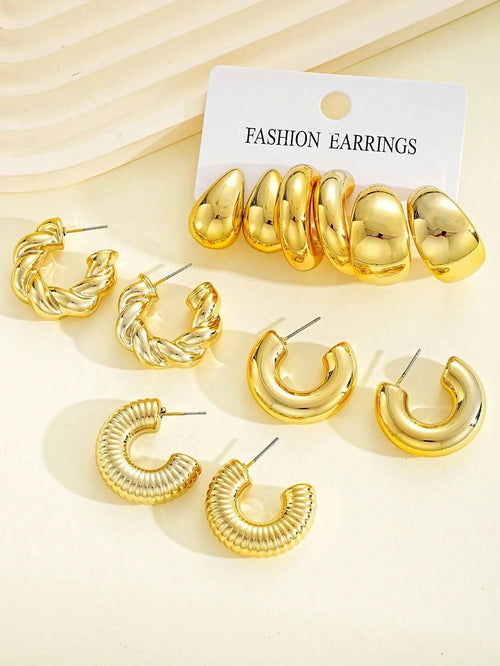 12pcs/Set Classic Twist C Shape Earrings - Piña Colada