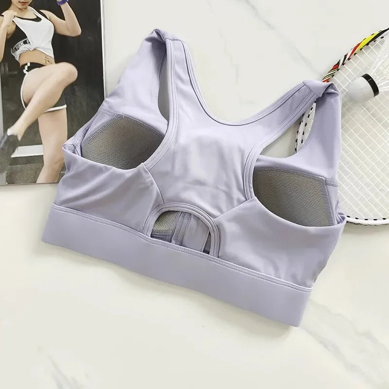High Impact Front Zipper Sports Bra