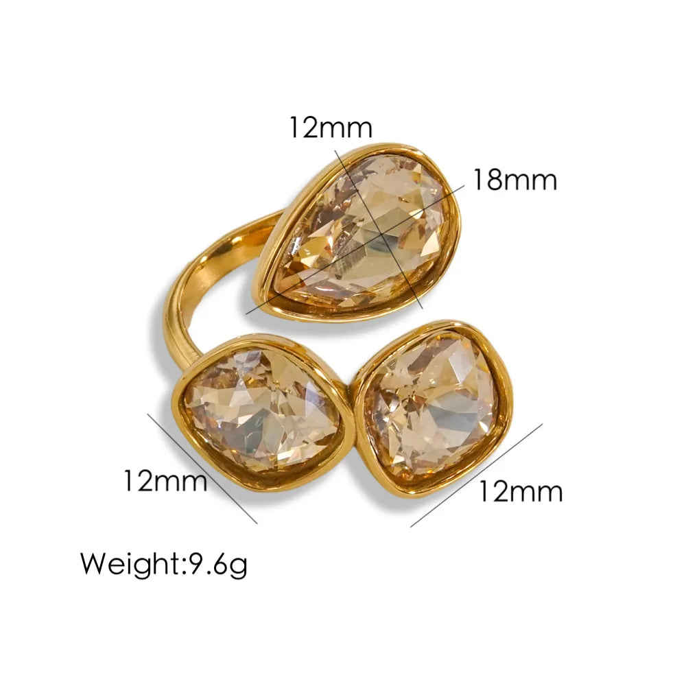Gold Zircon Adjustable Ring