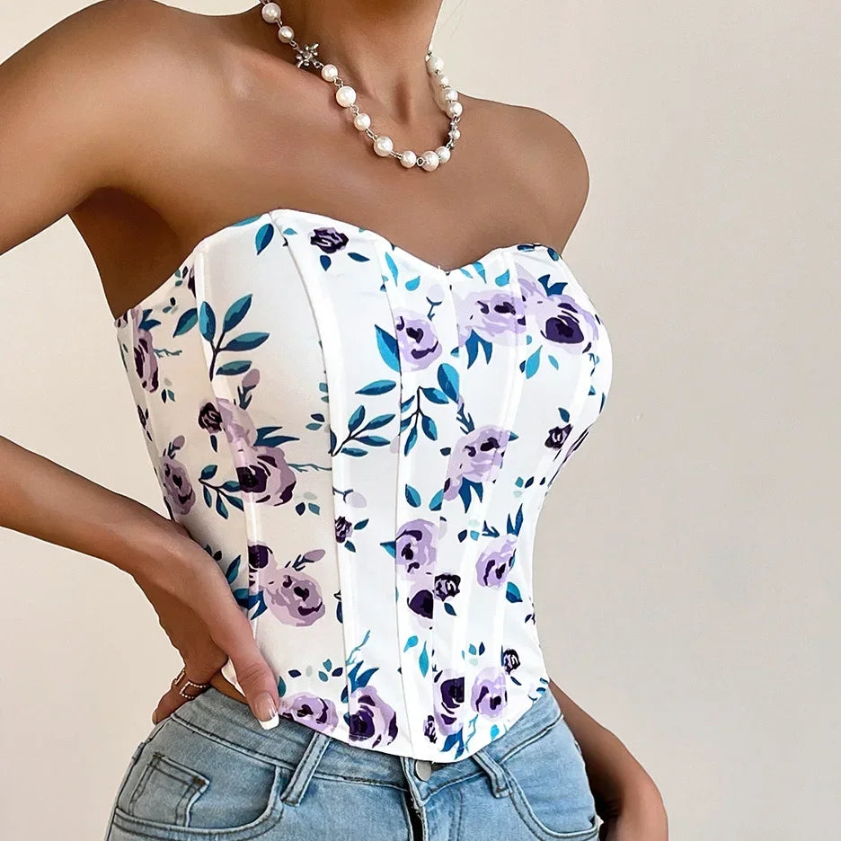 Off Shoulder Tank Top Low Cut Open Back - Piña Colada