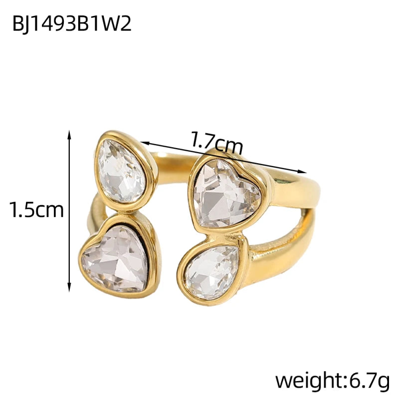 Gold Zircon Adjustable Ring