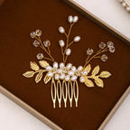 Crystal Pearl Hair Comb Clip - Piña Colada